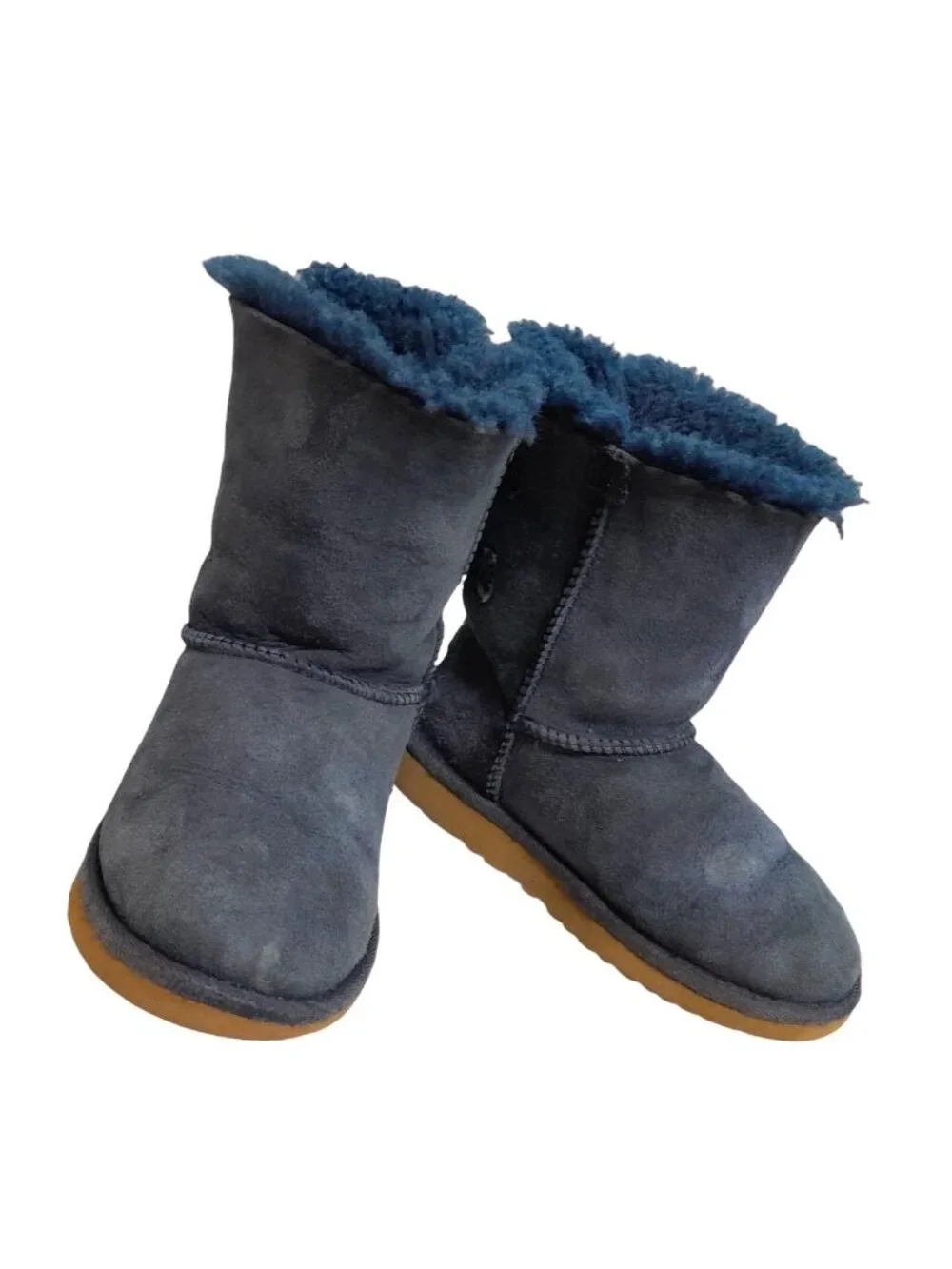 Ùgg Bailey Bow II Girls Booties Size 5 Suede Fleece Lined Winter Navy Blue